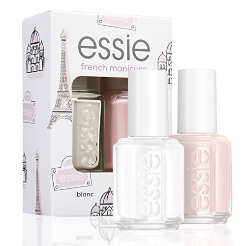 Essie, Kit de manicura francesa French Manicure, dúo de esmaltes tamaño estándar, Tonos 01 Blanc y 13 Mademoiselle