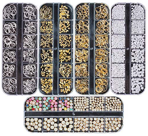 Ranvi 3000 Piezas (5 Cajas) Conjunto de diamantes de imitación de arte de uñas Adornos de uñas Estilo2